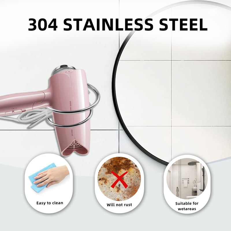 SWETON Bathroom Hair Dryer Holder Hair Care Tools Holder Wall Mount Chrome Finished Stainless Steel - Image 5